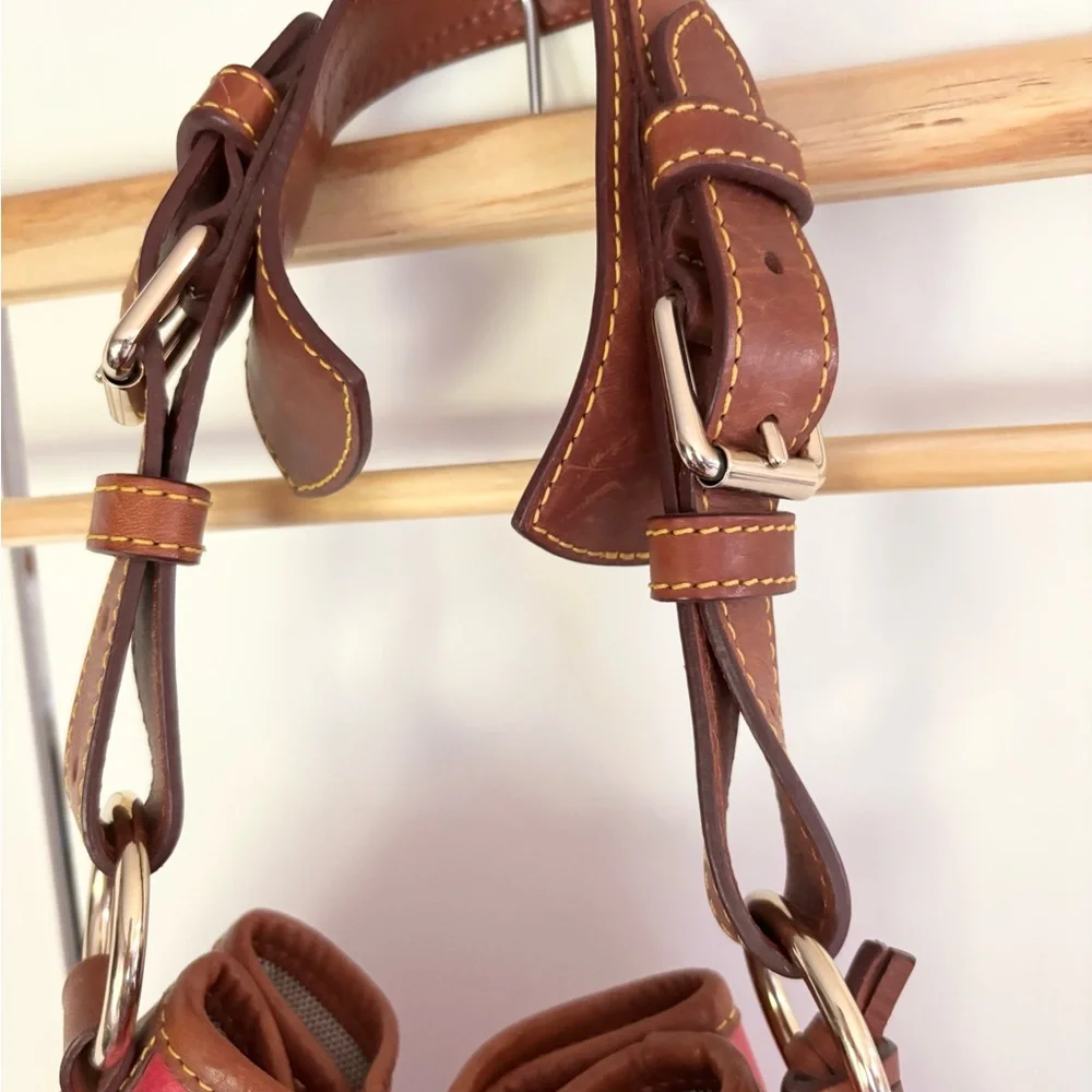 Dooney & Bourke red and Brown vintage bucket Bag